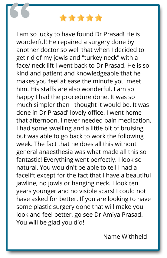 patient review on neck lift performed by Dr Prasad