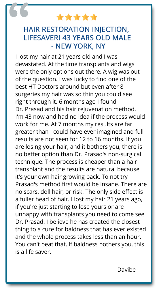 patient review on hair regeneration: 7 months after Hair Regeneration my results are far greater than I could have ever imagined