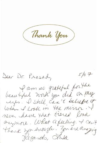 patient review "I am so grateful for the beautiful work you did on my eyes""