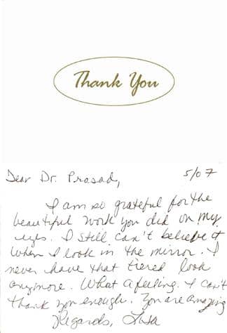 patient review "I am so grateful for the beautiful work you did on my eyes"