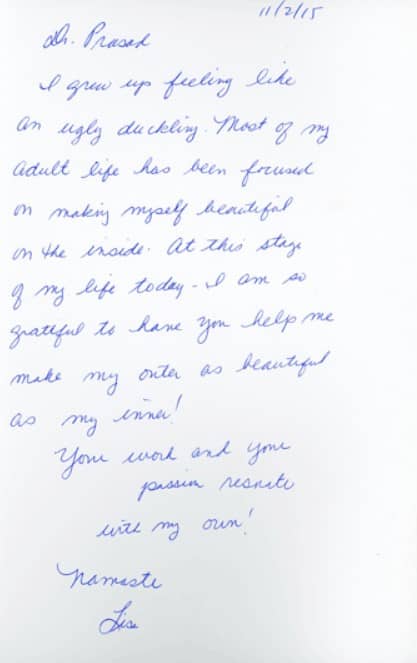 patient review "you help me make my outer as beautiful as my inner""
