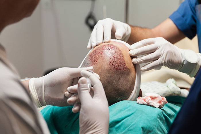 hair transplantation actual process on patient